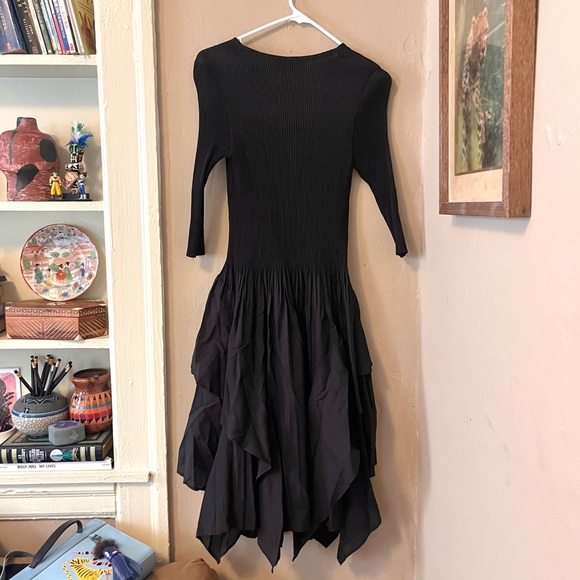 🏷️ 🆕 🎉 black ribbed quarter sleeve v-neck layered grunge witchy dress - Picture 12 of 14
